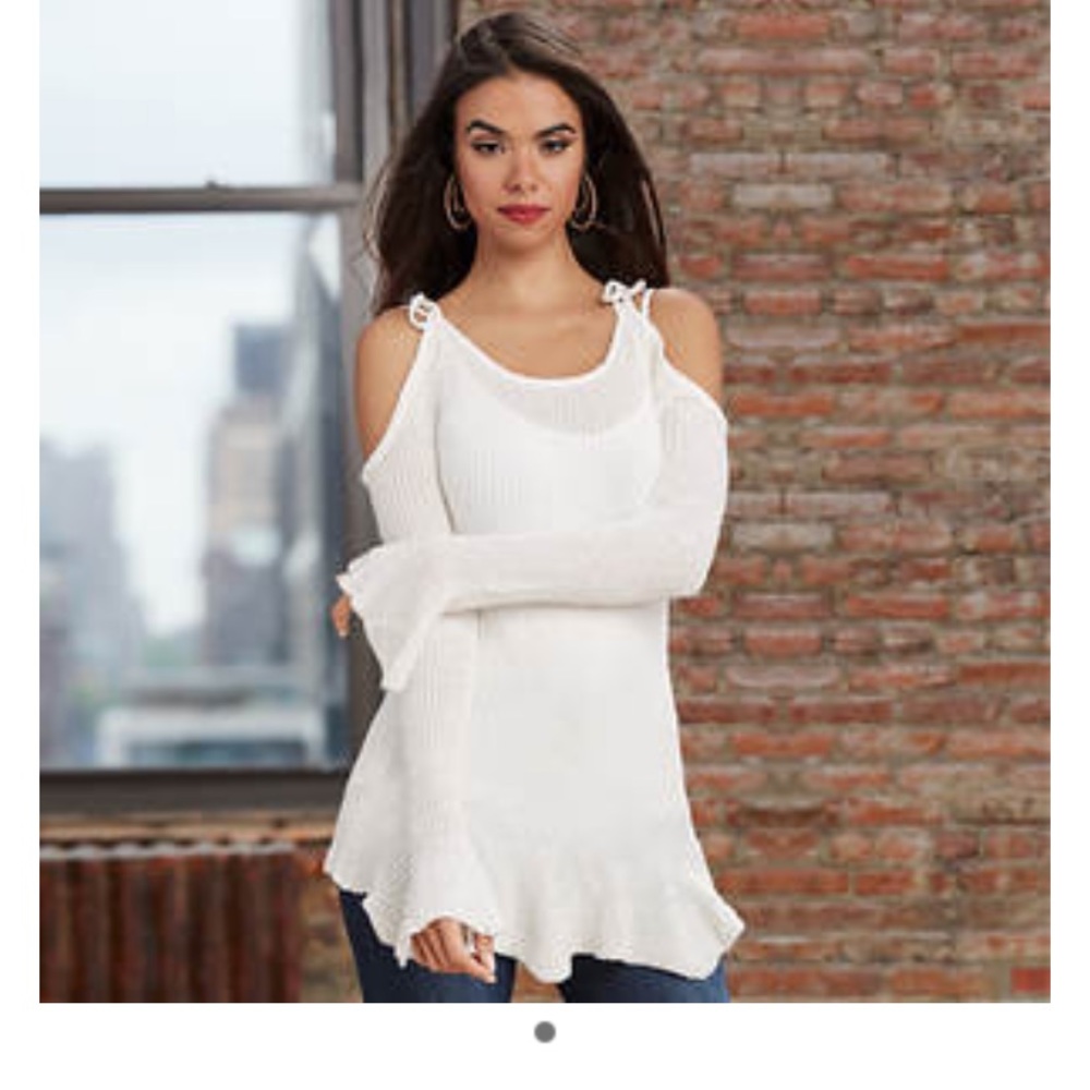 Cold Shoulder Tie Sweater